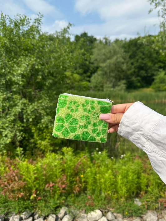 80's Beaded Coin Purse- Green