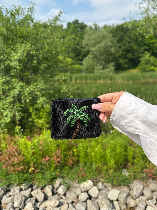 Palm Tree Beaded Coin Purse