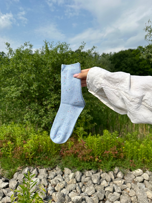 Crew Cotton Socks- Blue