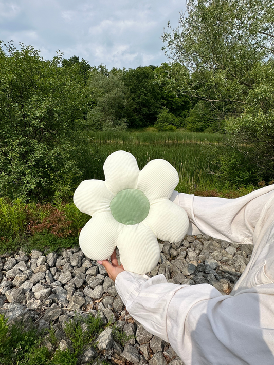 Plush Flower Pillow- Green