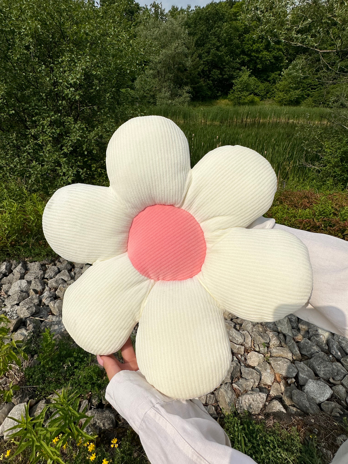 Plush Flower Pillow- Pink