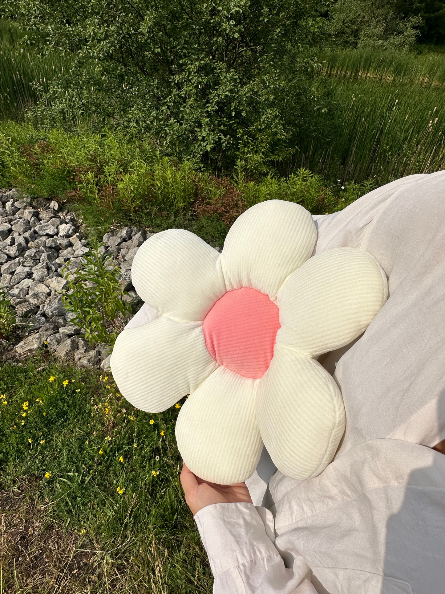 Plush Flower Pillow- Pink