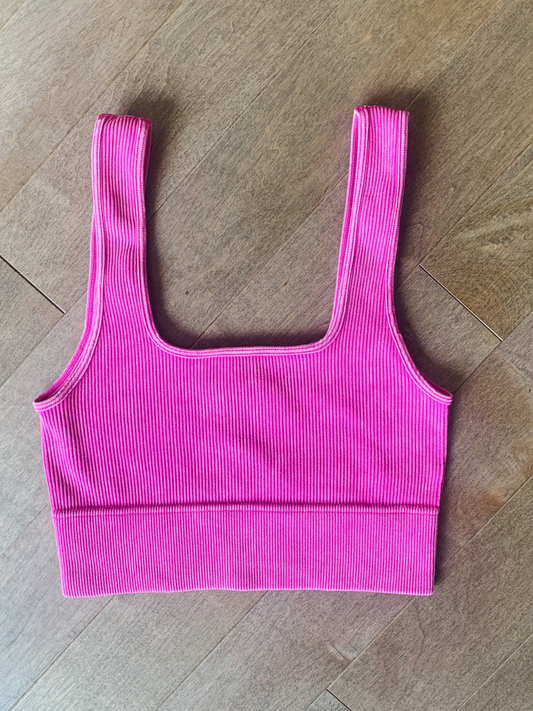 Izola Ribbed Tank Neon Pink