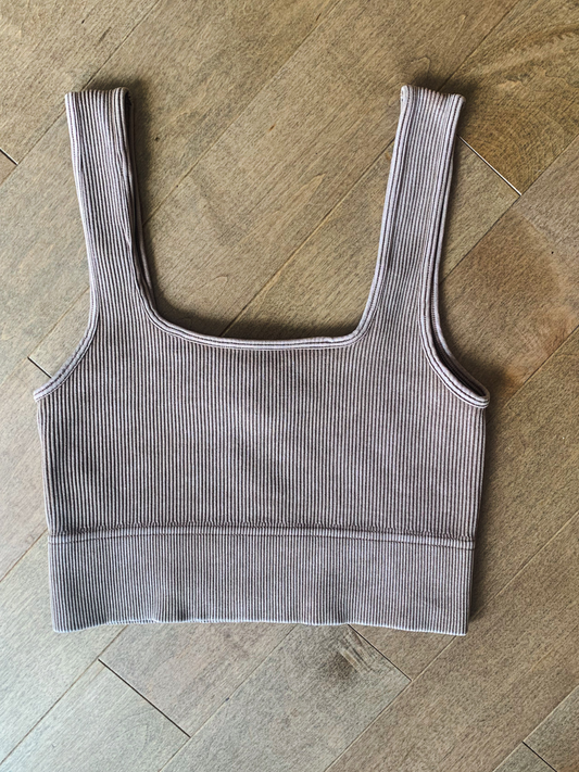 Izola Ribbed Tank Mocha