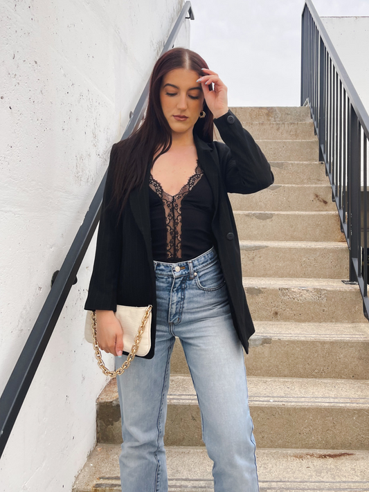 Dainty Lace Tank Black