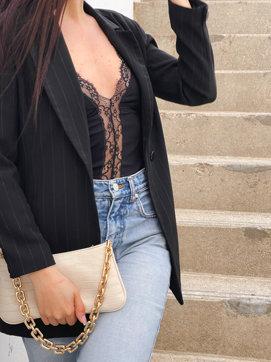 Dainty Lace Tank Black