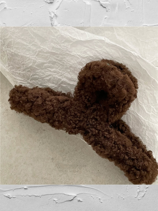 Madeline Fuzzy Hair Claw Clip- Brown