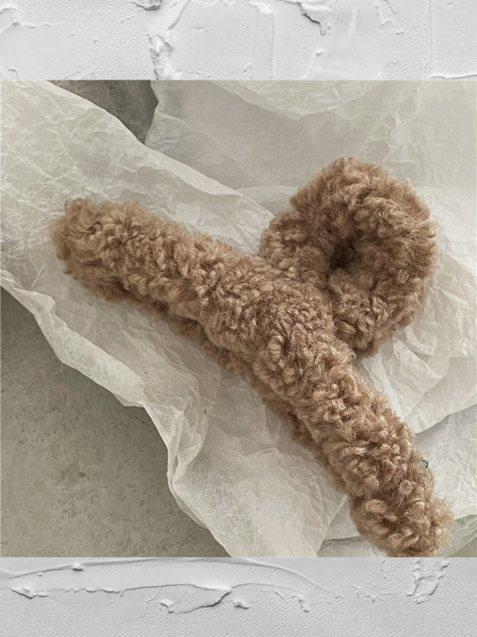 Madeline Fuzzy Hair Claw Clip- Beige