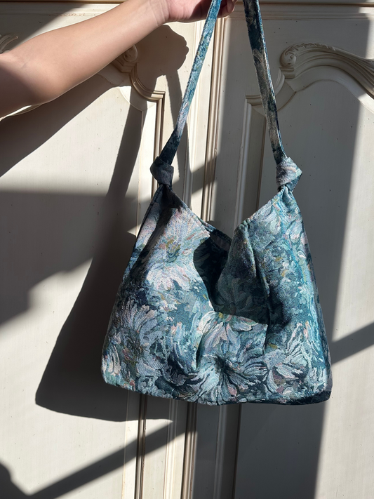 Magnolia Painted Canvas Tote - Blue